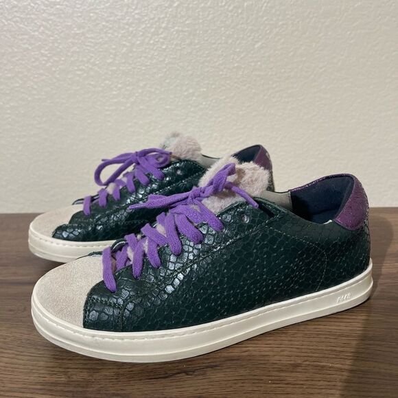P448 Green and Purple Sneakers with Textured Design - Picture 1 of 8